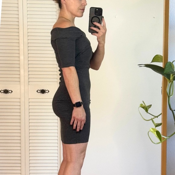 Zara Trafaluc Off Shoulder Crossover Grey Bodycon dress, size small - Picture 2 of 9